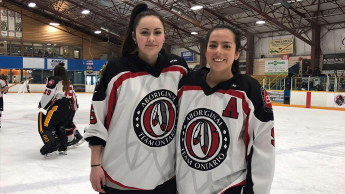 Two Team Ontario players at the National Aboriginal Hockey Championships